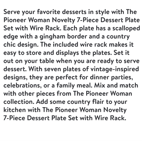 🎁 New Pioneer Woman Novelty 7 Inch Plates with Rack - Picture 7 of 11